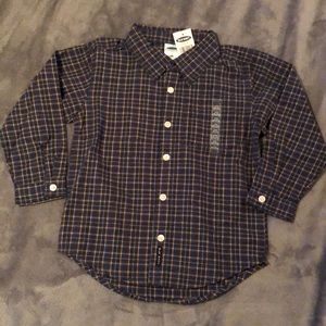 New Old Navy Boys Blue Plaid Button Down Shirt
